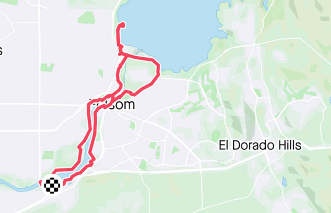 Image of 20-mile route mapped on Strava