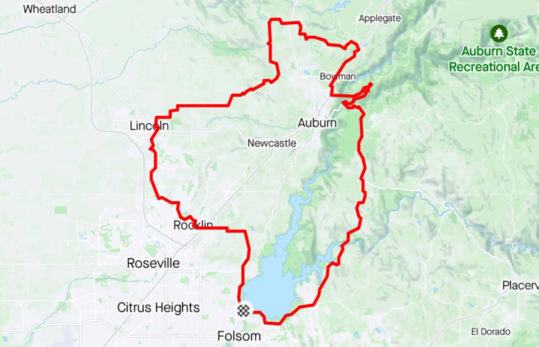 Image of 80-mile route mapped on Strava
