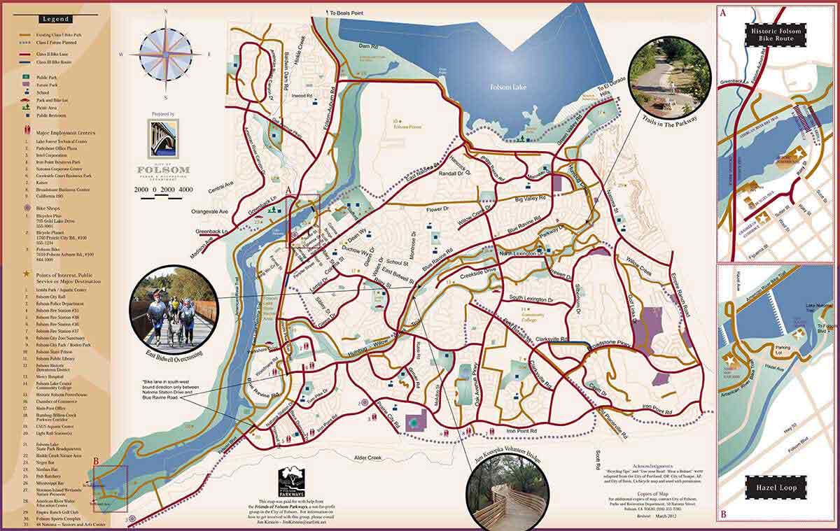 Map of Folsom Bike Trails