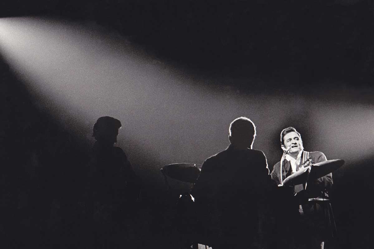 Photo of Johnny Cash performing in Anaheim