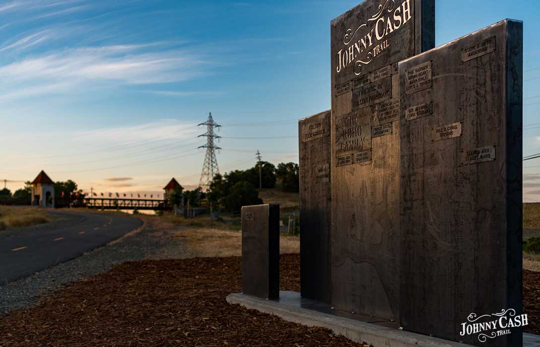 Image of donor wall sculpture at the Johnny Cash Trail.